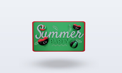3d Summer party day love Libya flag rendering front view