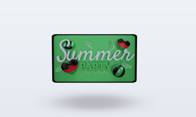 3d Summer party day love Malawi flag rendering front view