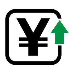Cost symbol yuan increase icon. Income vector symbol image isolated on background