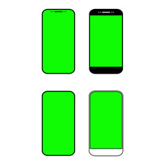 Set of Green screen blank background, empty digital video template mockup vector illustration