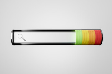 Search bar and power battery, colorful charge level and grey background