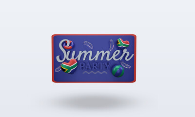 3d Summer party day love South Africa flag rendering front view