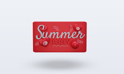 3d Summer party day love Tunisia flag rendering front view