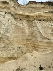 formations in region country, sand quarry with bird nests