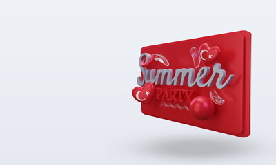 3d Summer party day love Turkey flag rendering right view