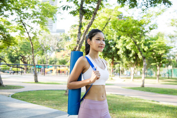 Asian Female Exercise Outdoors