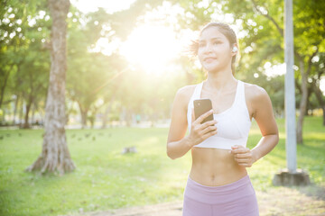 Asian Female Exercise Outdoors