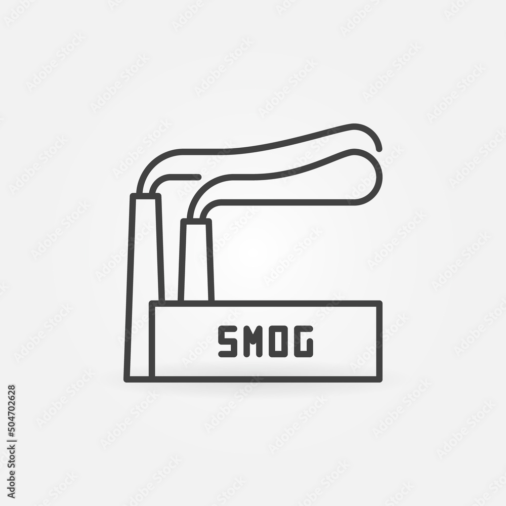 Poster factory building with smog outline vector concept icon or symbol