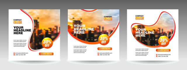 Digital online business marketing Social media post, banner design template collection editable vector illustration