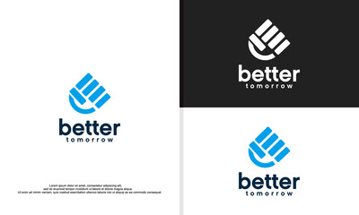 better tomorrow logo, clenched hands show enthusiasm for tomorrow.