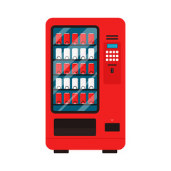 Soda vending machine icon. Vector image isolated on white background. Red drinking water vending machine - obrazy, fototapety, plakaty