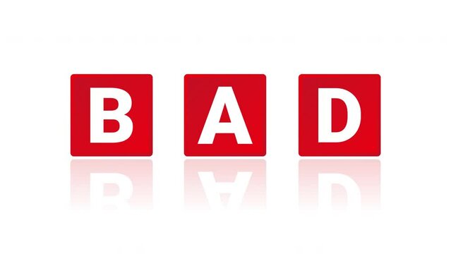「BAD」と書かれた赤いパネルがアニメーションする動画素材