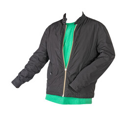 men's bomber jacket and t-shirt isolated on a white background. fashionable casual wear