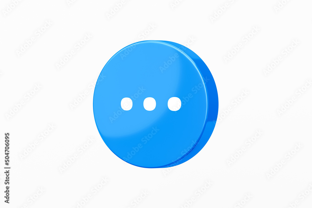 Poster blue 3d chat message icon isolated on white background of conversation dialog speak bubble sign or b