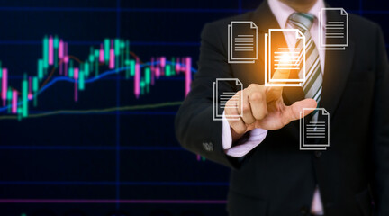 business concept finger pointing electronic document