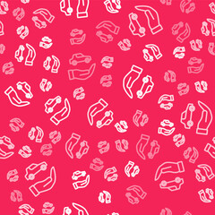 White line Car insurance icon isolated seamless pattern on red background. Insurance concept. Security, safety, protection, protect concept. Vector