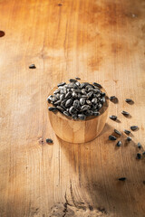 Sunflower Seeds on Wooden Background