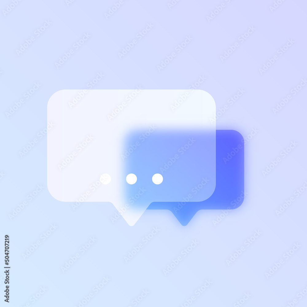 Poster speech bubbles glass morphism trendy style icon. chat message transparent glass color vector icon wi