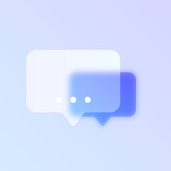 speech bubbles glass morphism trendy style icon. chat message transparent glass color vector icon with blur and purple gradient. for web and ui design, mobile apps and promo business banners