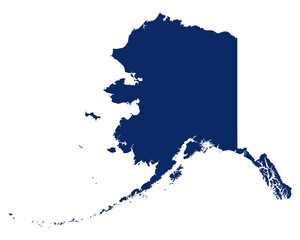 Karte von Alaska in blauer Farbe
