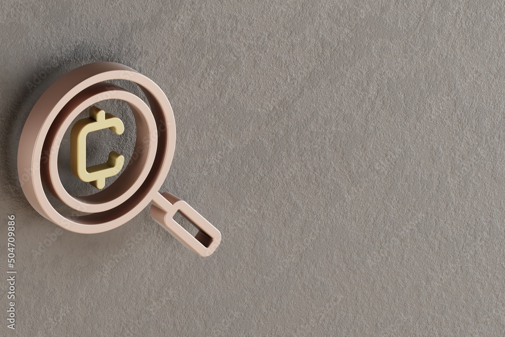 Leinwandbilder beautiful abstract illustrations golden cryptocurrency coin search symbol icons on a gray wall backg