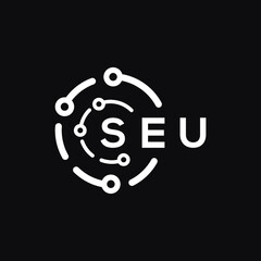 SEU technology letter logo design on black  background. SEU creative initials technology letter logo concept. SEU technology letter design.