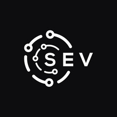 SEV technology letter logo design on black  background. SEV creative initials technology letter logo concept. SEV technology letter design.