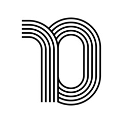 Linear modern logo of the numeral 10. Number in form of line stripe. Alphabet number character and number linear abstract design. logo, corporate identity, app, creative poster and more.