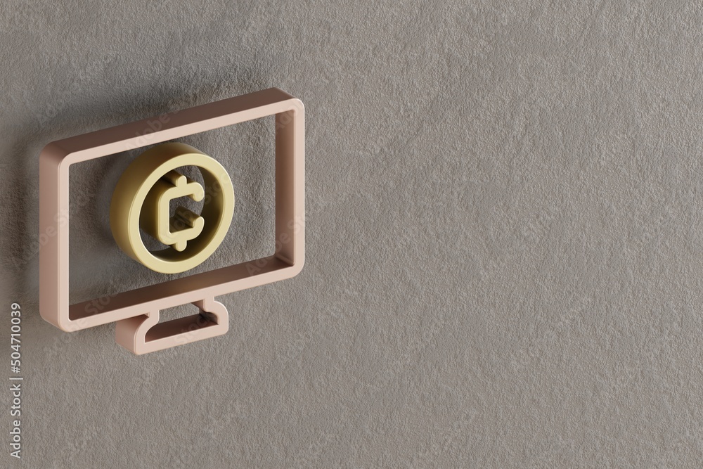 Leinwandbilder beautiful abstract illustrations golden cryptocurrency token symbol icons on a gray wall background.