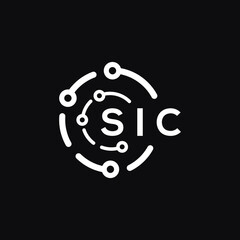 SIC technology letter logo design on black  background. SIC creative initials technology letter logo concept. SIC technology letter design.
