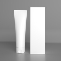 3d rendering, packaging template for cream or cosmetics with box, mockup for design
