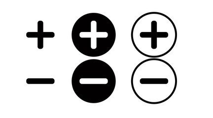 Obraz premium Plus and Minus Icon Set. Black and white editable flat illustration