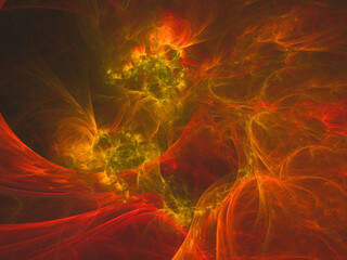 Abstract fractal art background, suggestive of fire flames and hot wave. Computer generated fractal illustration art fire theme.