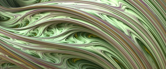 Abstract Computer generated Fractal design. 3D Aliens Illustration of a Beautiful infinite mathematical mandelbrot set fractal green wave