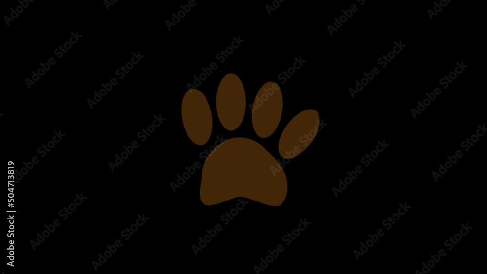 Poster color picture of foot on a black background. trawl paw print on the ground. distortion liquid style 