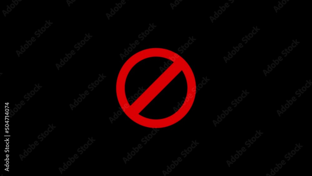 Poster color picture of ban on a black background. prohibition sign. distortion liquid style transition ico