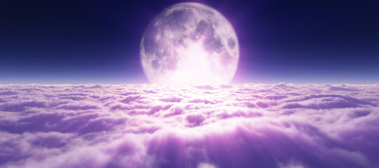 above clouds full moon illustration