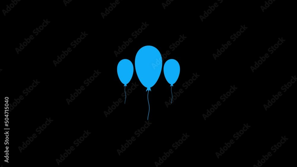 Poster color picture of balls on a black background. blue balloons. distortion liquid style transition icon