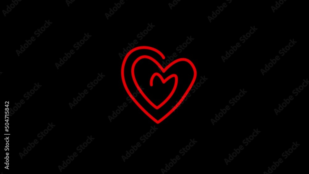 Poster color picture of heart on a black background. linear heart. heart to heart. distortion liquid style 