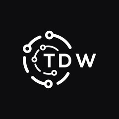 TDW technology letter logo design on black  background. TDW creative initials technology letter logo concept. TDW technology letter design.
