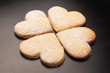 Shortbread in the shape of a heart isolated on white background.