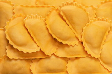 Raw ravioli as background. Healthy italian food.