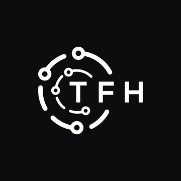 TFH technology letter logo design on black  background. TFH creative initials technology letter logo concept. TFH technology letter design.

