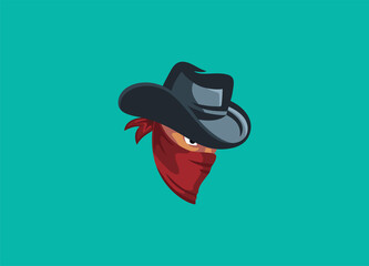 Bandit with red bandana and cowboy Hat design illustration  [vector]