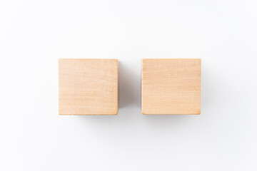 wood cube isolated on white background