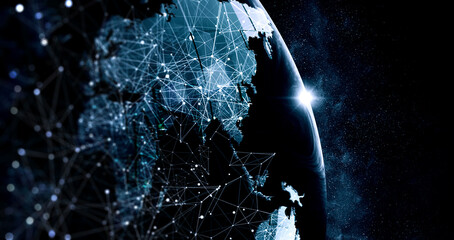Global technologies concept. Elements of the image furnished by NASA . Mixed media