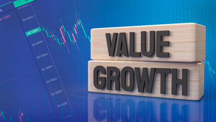 The word  value and growth on wood  for business concept 3d rendering