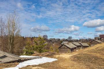 an ancient Karelian village known since 1707. Wooden houses.