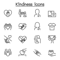 Kindness icon set in thin line style