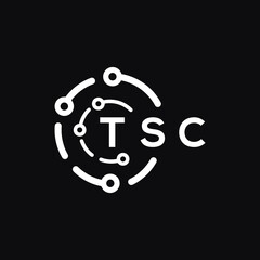 TSC technology letter logo design on black   background. TSC creative initials technology letter logo concept. TSC technology letter design.
